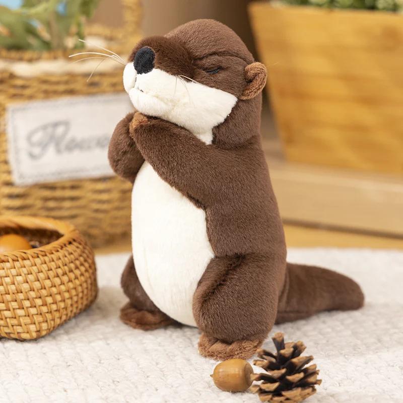 Süßes Lebensechtes Otter Plüschtier Simulation Stofftiere Bank Biber Weiche Puppe Kinderspielzeug Geburtstagsgeschenk für Jungen Mädchen
