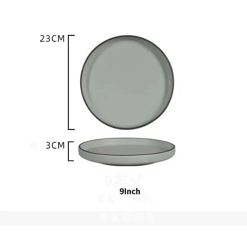 Japanese Ceramic Dinner Plate Steak Food Tray Tableware Straight Edge Flat Plate Salad Pasta Dish Dinnerware