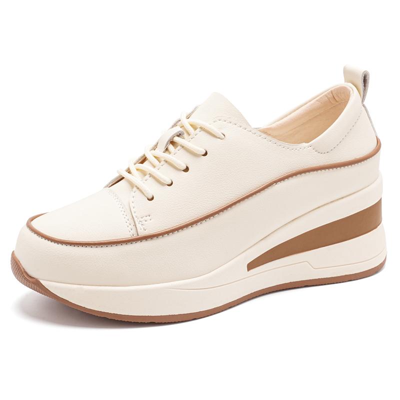 

Spring/Autumn New Versatile Slope Heel Height Increasing Casual Women s Shoes Casual Shoes5 40 бежевий/коричневий