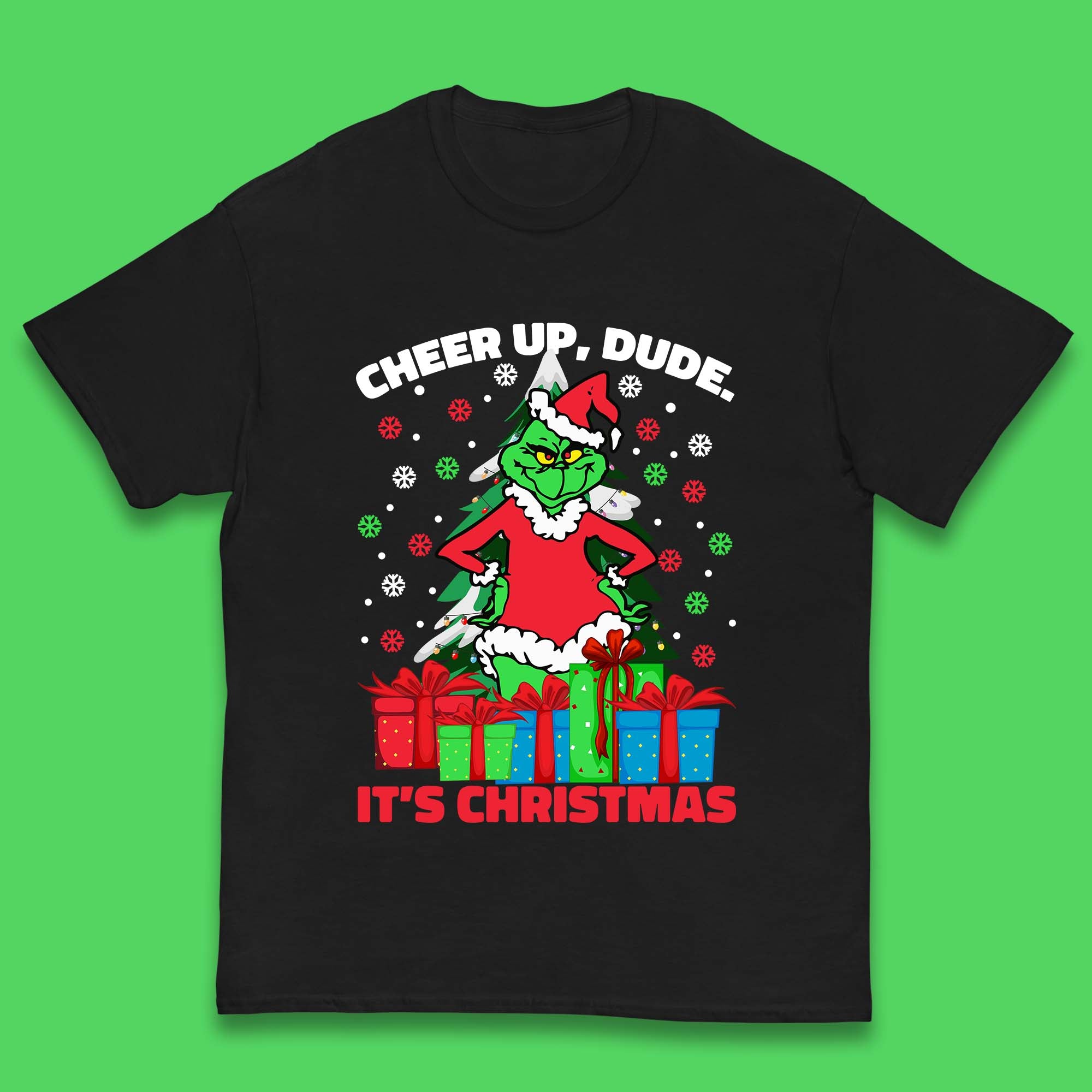 Christmas Grinch Kids T Shirt Cheer Up Dude It s Christmas Top 160