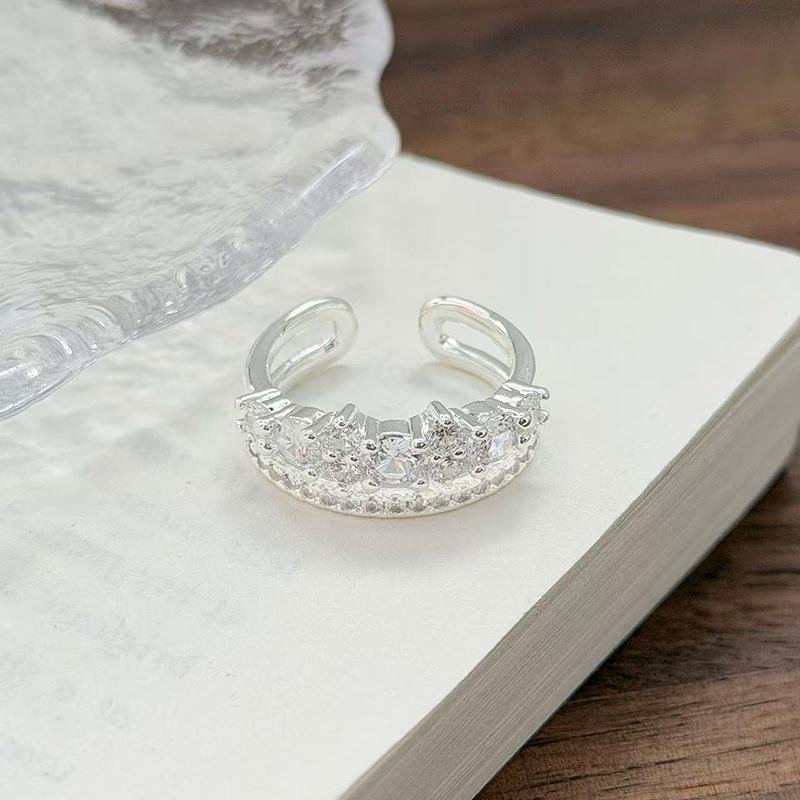 Exquisite Gypsy Star Row Diamond Zir*****Pen Ring, Women Stacked Wearing Personalized Fashion And Advanced Sense Open Index Finger Ring