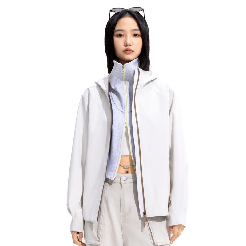 Li Ning CF Su Wan Long Jia Series Veste à capuche ample confortable simple imperméable coupe-vent respirante durable imperméable pour femme AEMV040-2