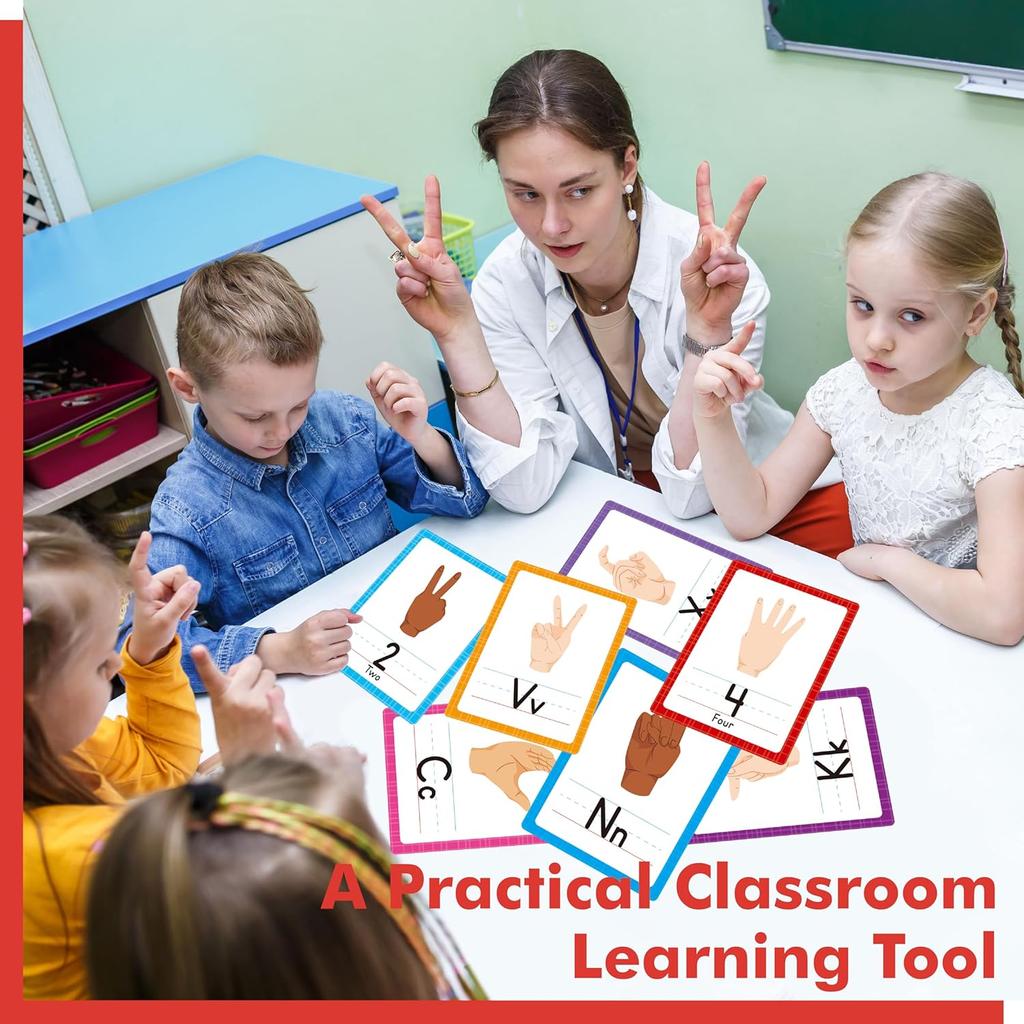 ASL Alphabet Line Bulletin Board Set, 43pcs Letters Numbers Week Sign Language Decorations, 26 Letters/7 Days of the Week1-10 Numbers Small Posters