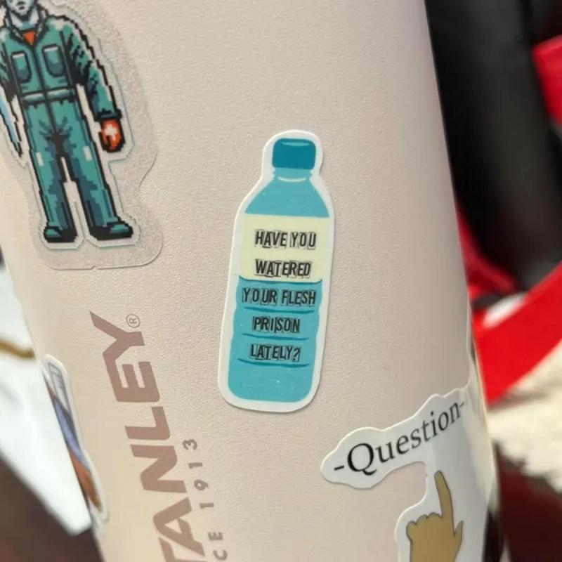 Have You Watered Your Flesh Prison Lately Sticker, Funny Snarky Hydration Sticker, Dark Humor Water Bottle Sticker, Subversive Humor