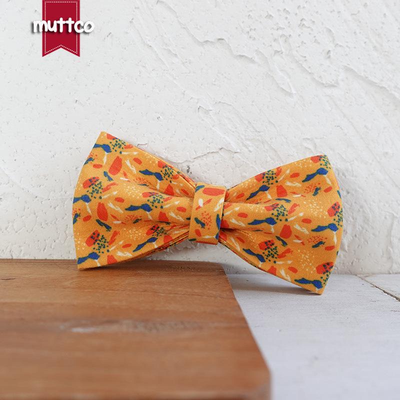 MUTTCO Durable Double Layer Dog Bow Tie - Goldfish Design, UBT-122 XL (11x6cm)