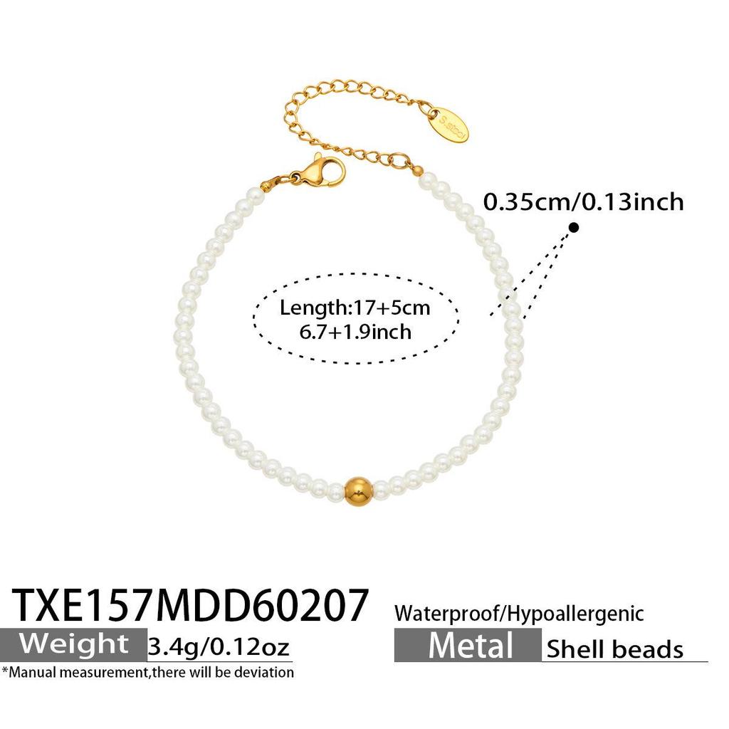 Mili Exquisite Pearl Beaded Necklace & Stainless Steel Bracelet Jewelry Set for Women