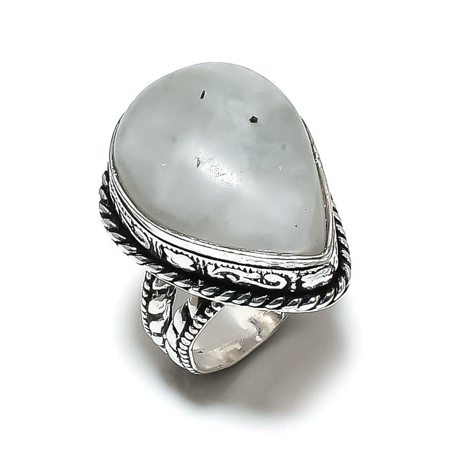 Natural Rainbow Moonstone Gemstone 925 Sterling Silver Gift Ring Size 7 q4j78