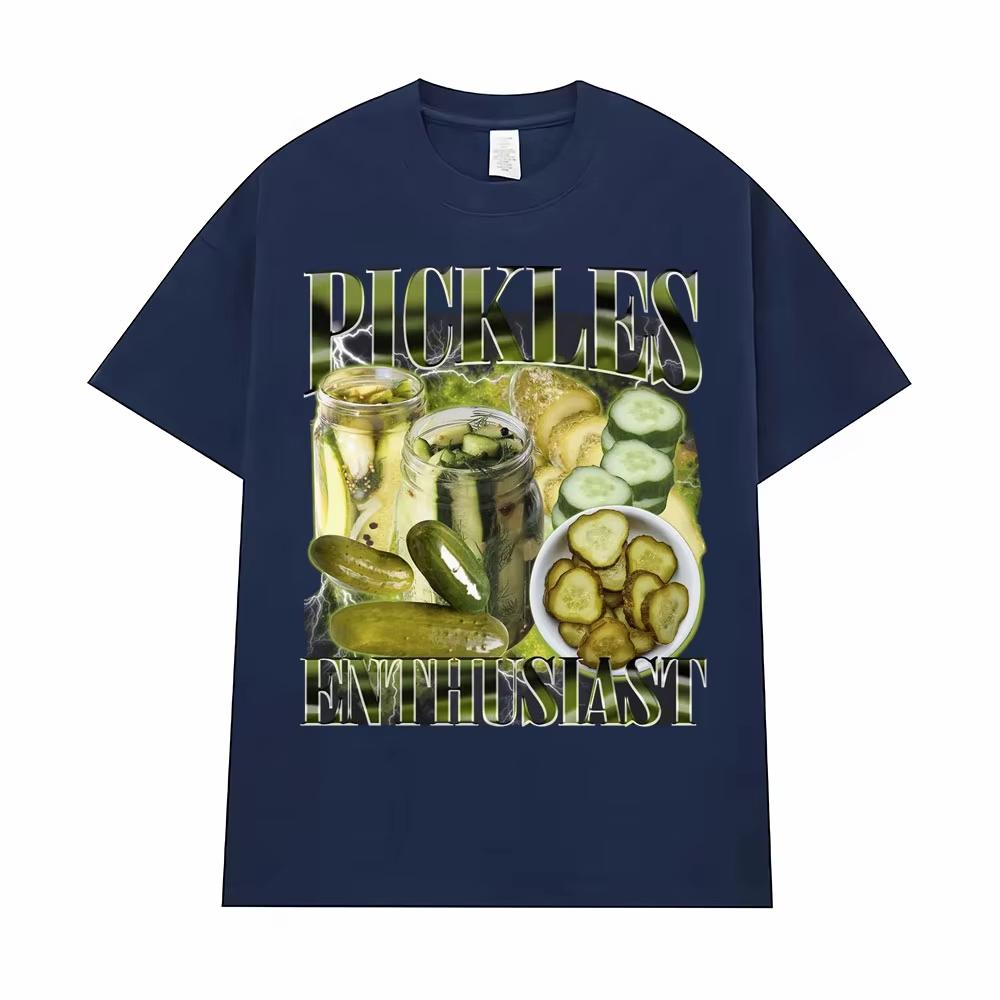 Vintage Pickle Enthusiast Funny Meme T Shirts Men Women Fashion Hip Hop Casual 90s Graphic T-shirt Tees Cotton Oversized T Shirt