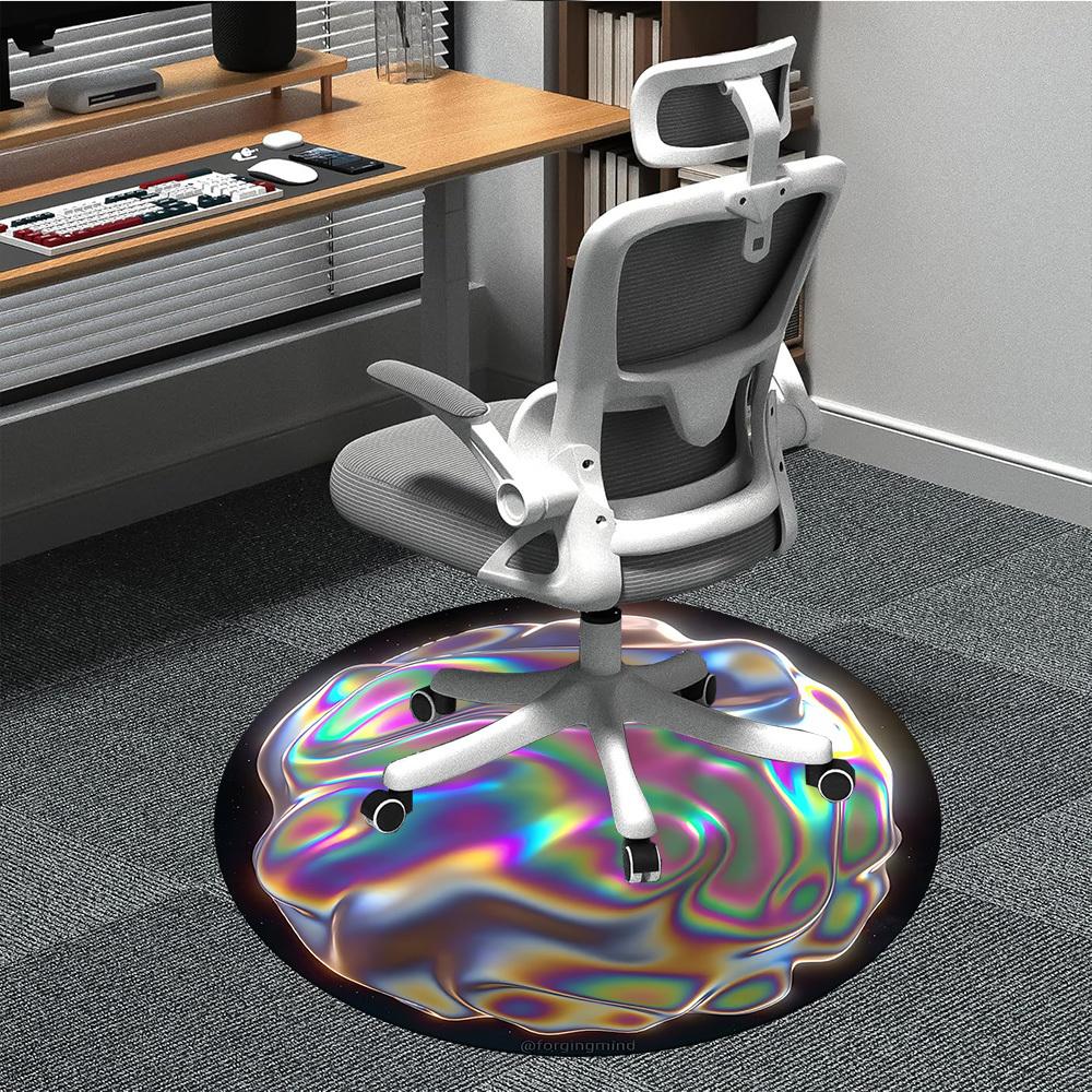 

1pc Iridescent Sphere Chair Carpet for Office, Soft, Non-Slip Polyester Mat, Office, Entryway, Living Room, Bedroom, yy251207266 80cm by 80cm
