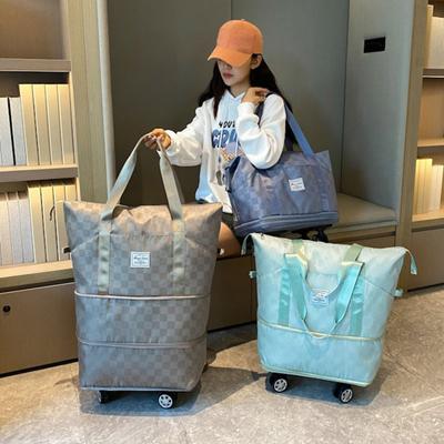 36-55L Storage Bag Expandable Storage Pouch with Detachable Rolling Wheels Luggage Bag for Home Travel