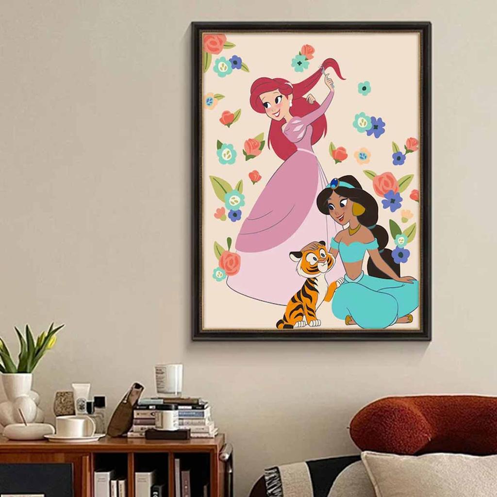 DIY Diamond Painting The Princess and The Tiger Cross Stitch Kit Mosaic Art Diamond Painting Full Circle Diamond Home Decoration
