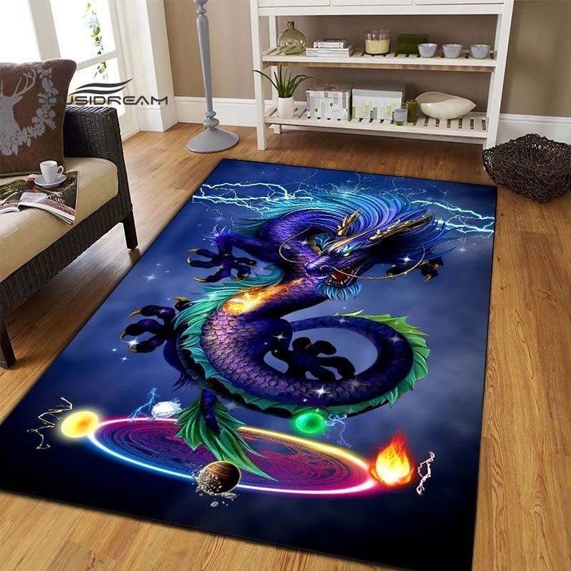 Σκούρο δράκος Χαλιά μόδας τρισδιάστατη εκτύπωση Fantasy Dragon Σαλόνι Υπνοδωμάτιο Μεγάλης επιφάνειας Μαλακό χαλί Σπίτι Παιδικό δωμάτιο Μάτι πατώματος