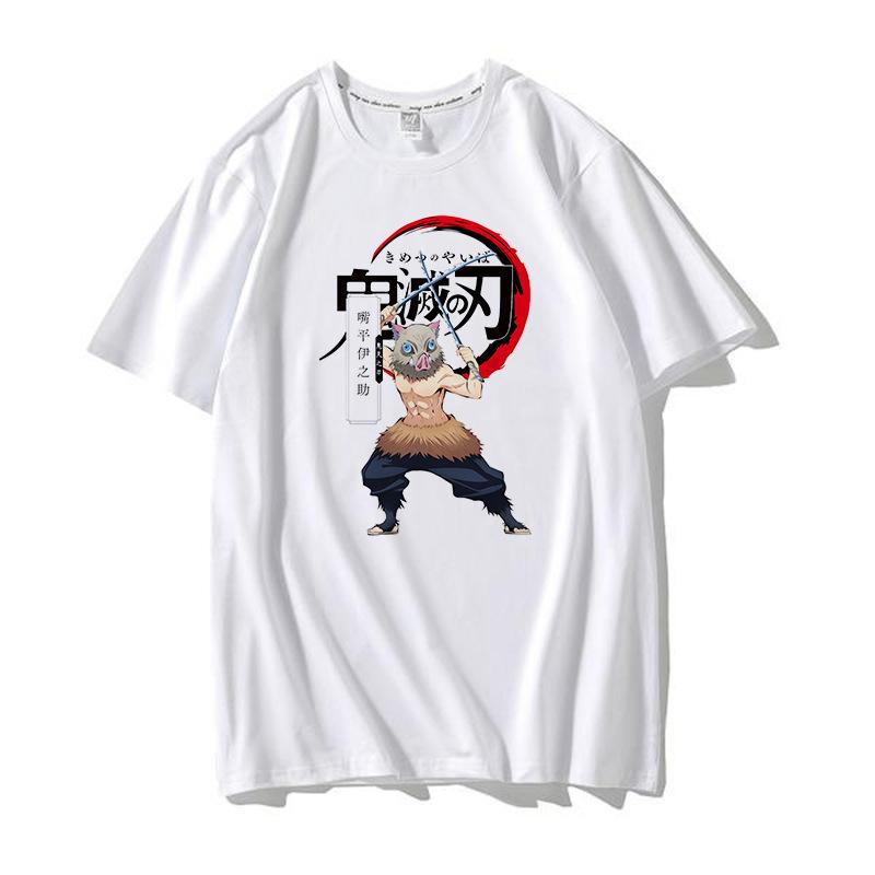 Casual Anime Demon Slayer Kimetsu No Yaiba Graphics Women T-Shirt Summer Loose Blouse 90S O-Neck Ladies White Kids Tops Men Tees