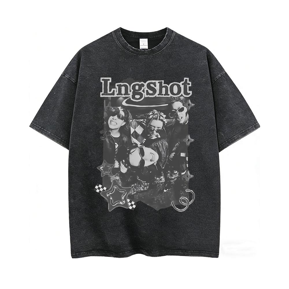 Washed Vintage Lngshot Cartoon Graphic T Shirt SHOT CALLERS Album 2026 Tshirts Men Women Kpop Fashion Trend Tshirt Streetwear