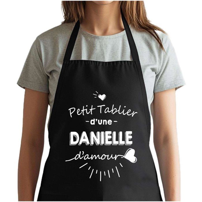 Tablier de cuisine - Danielle d'amour - Noir - Coton résistant - Impression bretonne