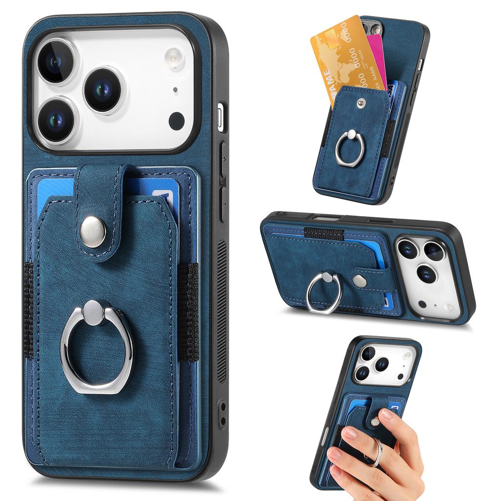 Magnetic Ring Holder Cards Solt Wallet Protective Leather Case for IPhone 17 Pro Max 16 Plus 15 14 13 12 11 Air 16E Phone Cover