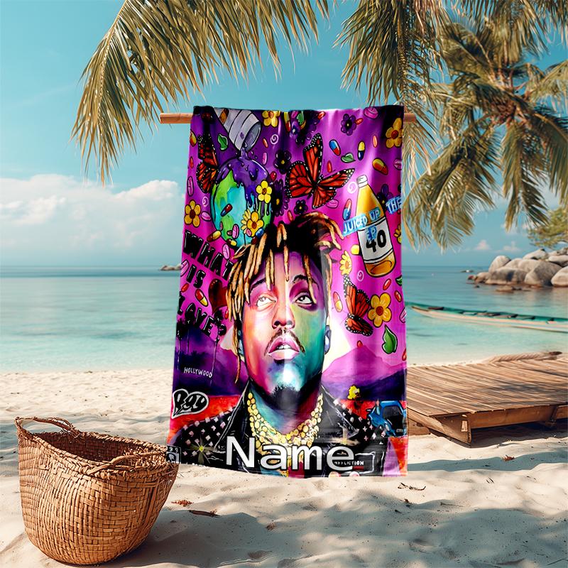 Personalized customized proof beach towel with Juice WRLD pattern - soft, absorbent,quick-drying,perfect swimming,camping&bathing