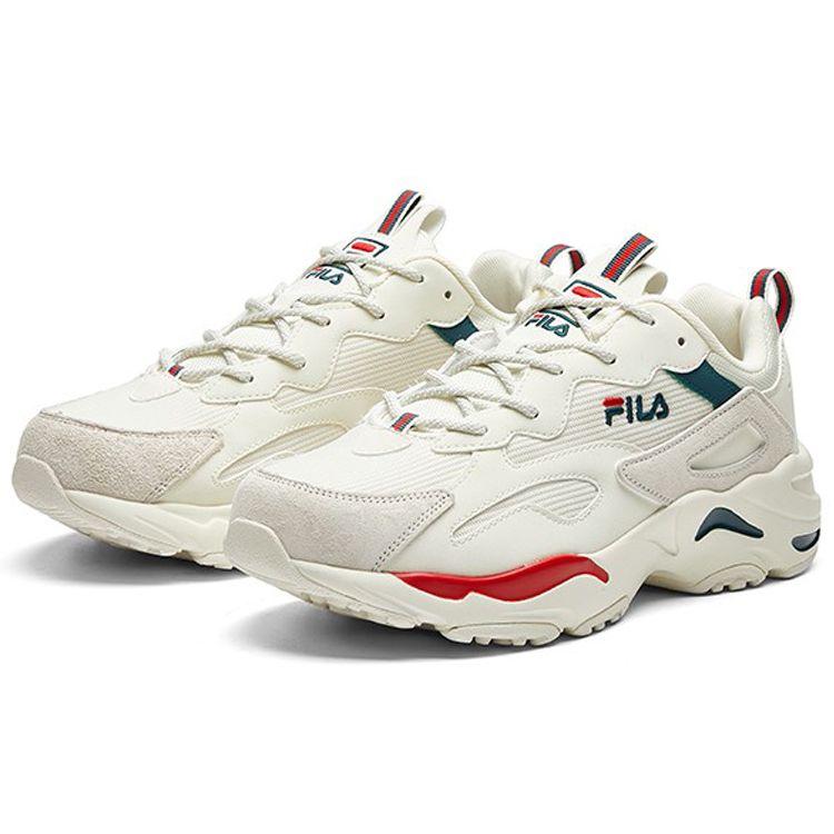 FILA Tracer Fabric Comfortable Casual Breathable Low-Top Dad Shoes Men sneakers White Green Red F12M021111FWR