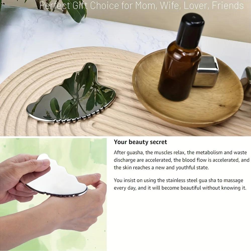 Stainless Steel Gua Sha Massager Facial Tool with Acupuncture Pen for Body Lymphatic Drainage Reduce Puffiness Muscle Therapy