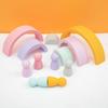 New Rainbow Silicone Building Block Baby Silicone Teether BPA Free Soft Silicone Block Educational Toys Baby Gifts