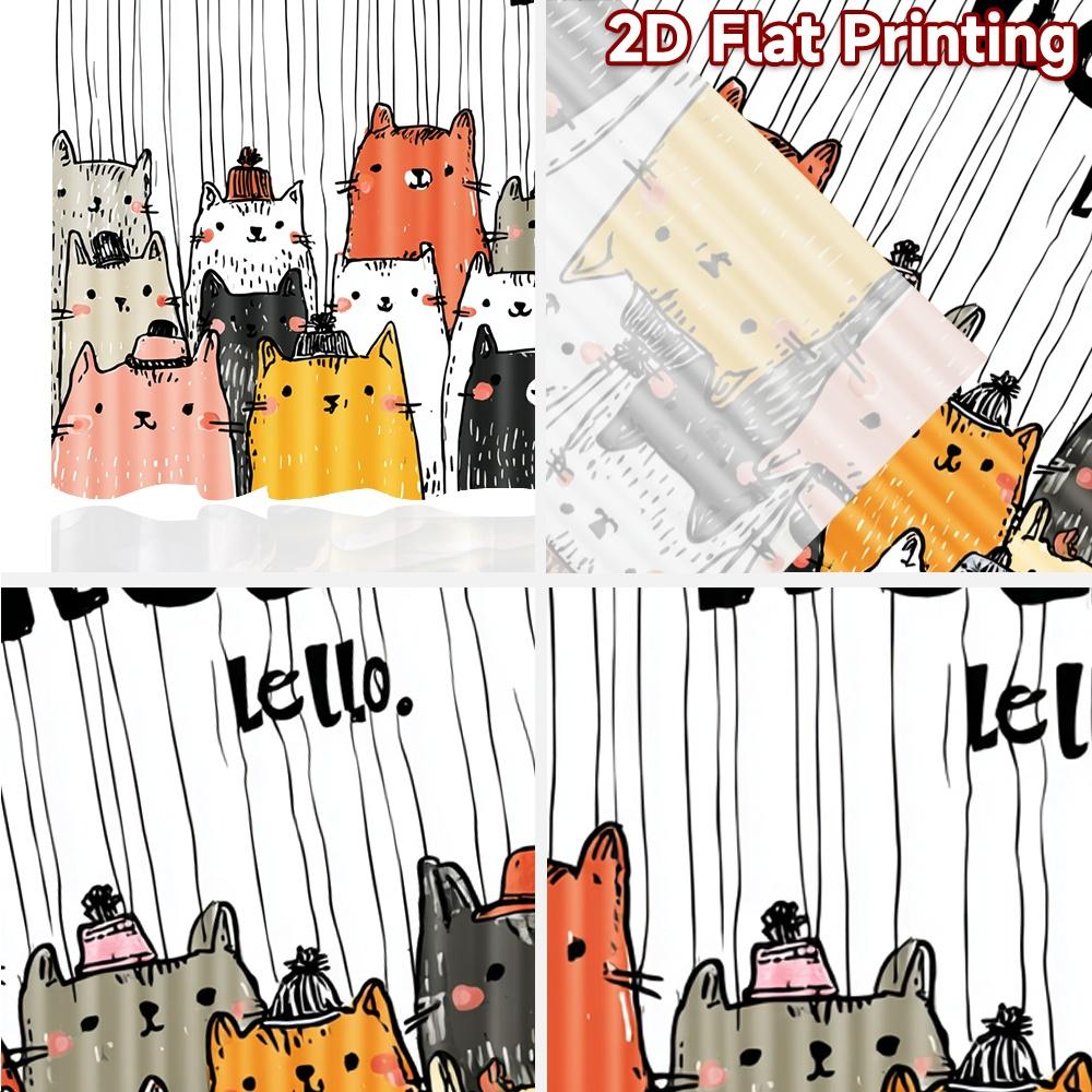 2 Stück, 2D-FLACHDRUCK Vorhänge (Ohne Stange) Niedliche Katzenparade Beliebte Vorhänge&Draperien Festivaldrucke Lichtfilternde Vorhänge