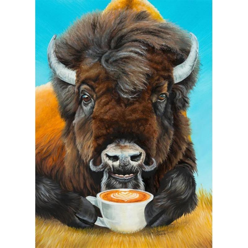 Funny Animal, Tiger, Owl, Dog, Cat Drinking Coffee, Poster, Canvas, Painting, Lama, Latte, Coffee, Art Painting for Decoration Cafe