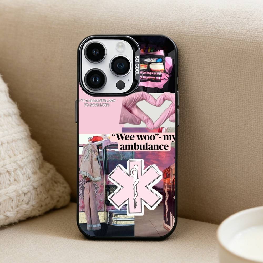 EMT EMS Ambulance Phone Case For iPhone17, 16,15,14,13,12 Pro Max Black Candy Matte Shockproof Cover iPhone15pro