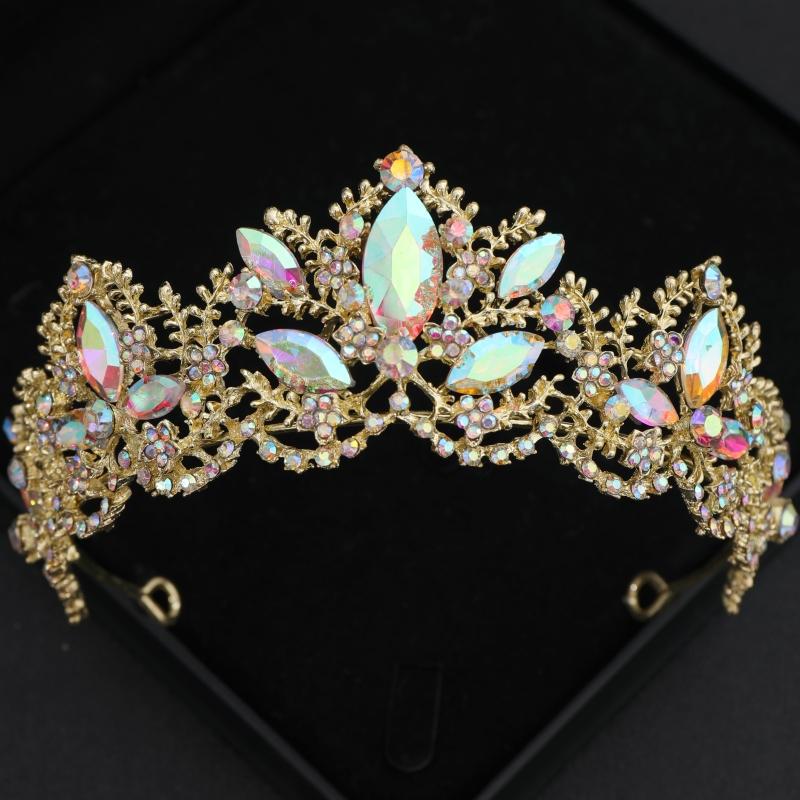 Baroque Crystal Tiaras and Crowns for Women Rhinestone Prom Diadem Headband Bridal Wedding Hair Accessories Jewelry Crown Tiara