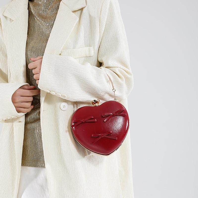 Female Shoulder Bags Advanced Fashion Blue Heart Bow New Trend Sweet Lovely Leisure Trend Solid Color Chain Simple Crossbody Bag AVE