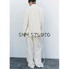 Spring New Women's Clothing White Pleated Casual Pants 2420586 Linen Blend Suit Outwear 2464586