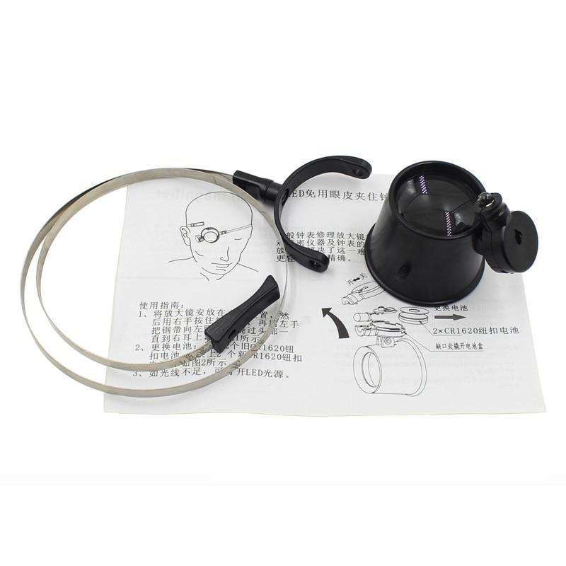 15X Loupe Magnifying with LED Light Glasses Lens for Watchmaker Watch Repairing Tools Eye Magnifier Clock Repair Accessories