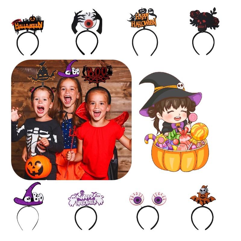 Crazy Party Halloween Headband With Ghost Theme Pumpkin Head Clip Halloween Decorations