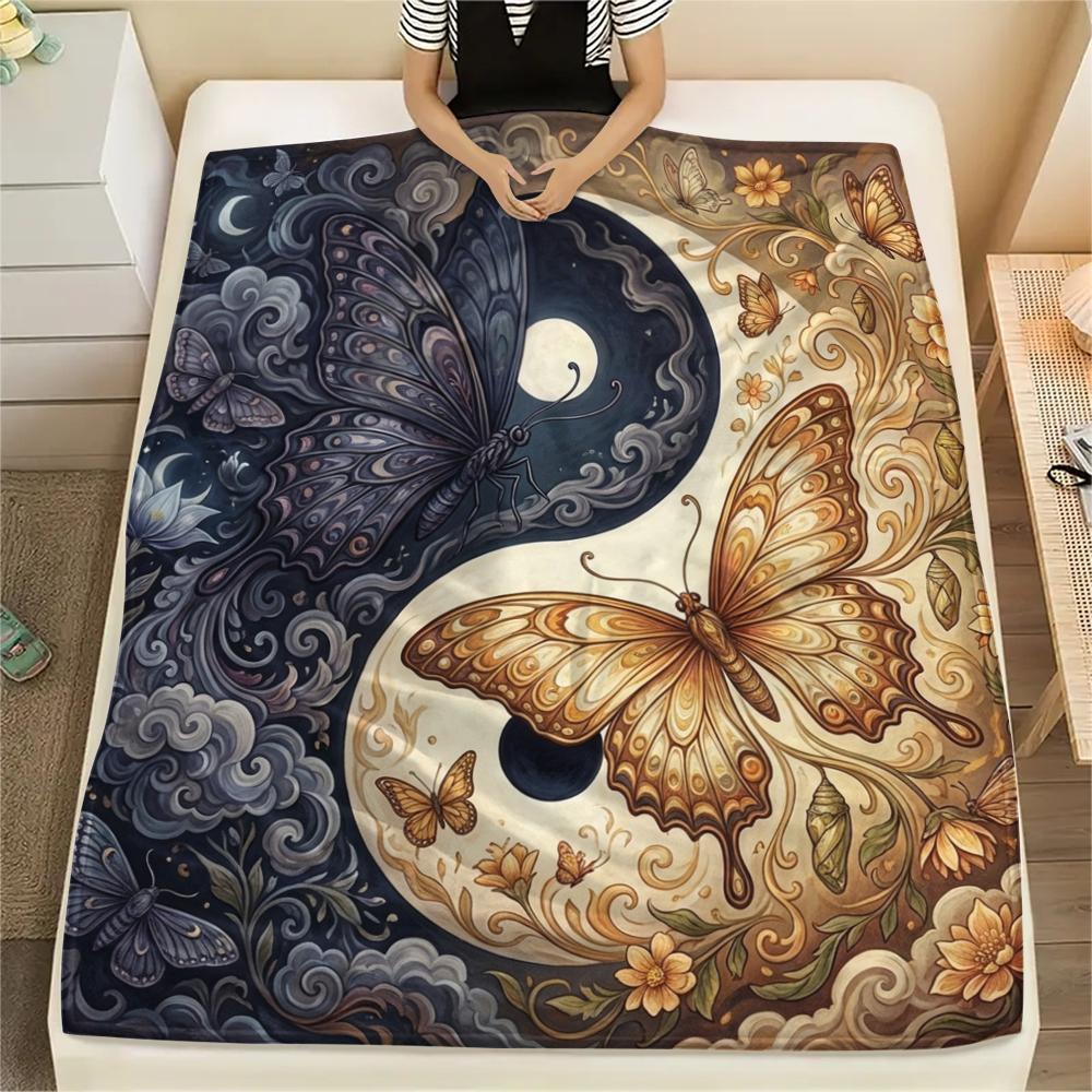 

1Pc Butterfly Print Flannel Blanket, High quality Comfortable for All Seasons, Home Decor, Warmth and Comfort, Perfect for Christmas Gifts W35 80cm x 120cm