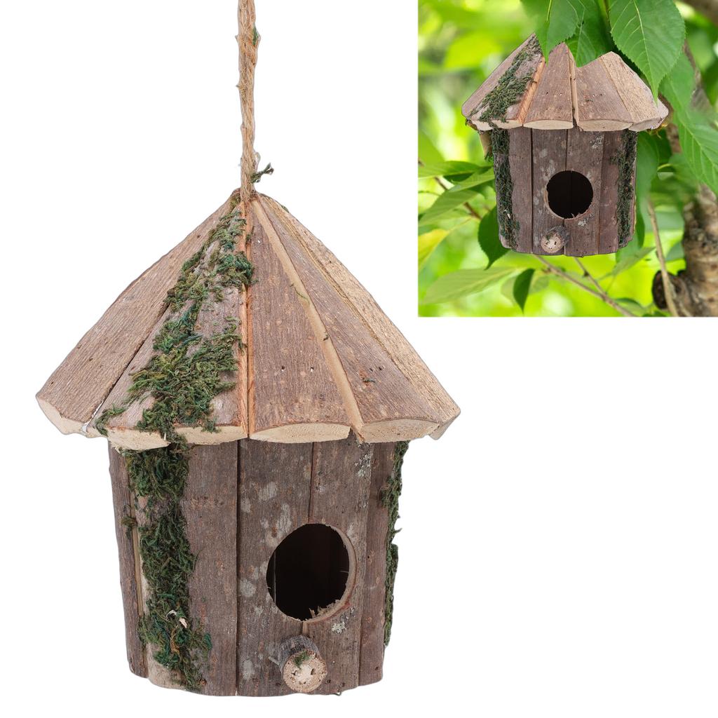 Wooden Bird House Decorative   Birdhouse with   Guard for Outdoor Courtyard Backyard