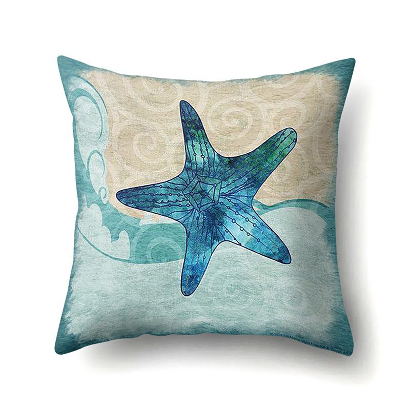 Polyester Pillowcase Peach Leather Velvet Cushion Cover Marine Life Seahorse Octopus Printed Pillowcase Car Cushion