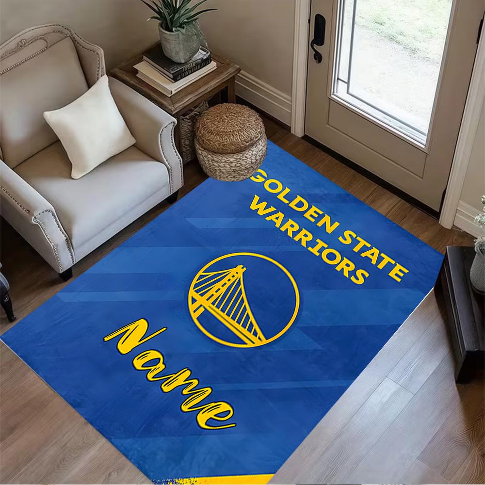 Golden State Warriors Pride Personalized Text Floor Mat Suitable for Game Room Dining Room Foyer Entryway Anti-slip Rug Anime Office Decor