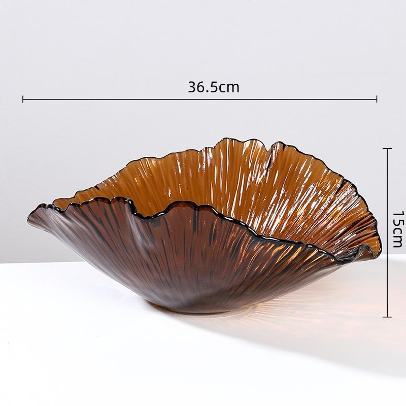 Glass Tray Ruffled Edge Pattern Fruit Plate Desktop Storage Candy Bowl Jewelry Dish Trays Decorative Home Decoration