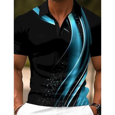 Sommer Herren Polo Herren Freizeit Kurzarm Poloshirt mit Gestreiftem Colorblock Design, Sportlicher Polo Style Kragen