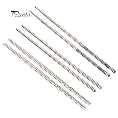Kitchen Artifact Stainless Steel Reusable Flower Printed Non-slip Chopsticks Tableware