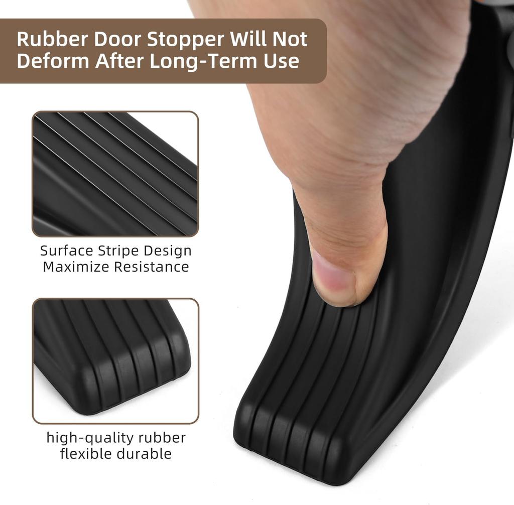 Door Stoppers for Bottom of Door On Floor, Premium Rubber Door Stopper Wedge, Floor Sturdy Stackable Door Stops for Carpet Heavy Duty Door, Door Gaps
