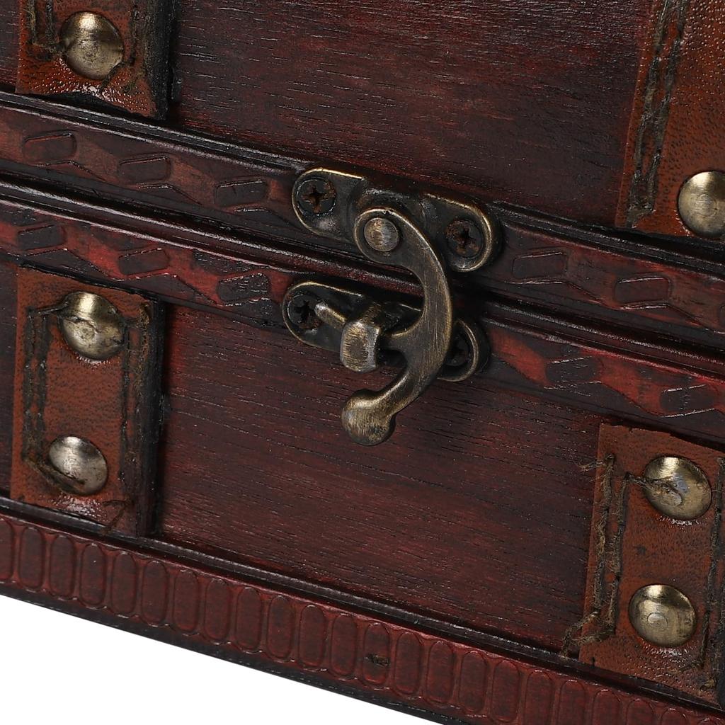 R_planning Retro Schatzkiste, Antike Holz-Aufbewahrungsbox, Gewölbt mit Griffen
