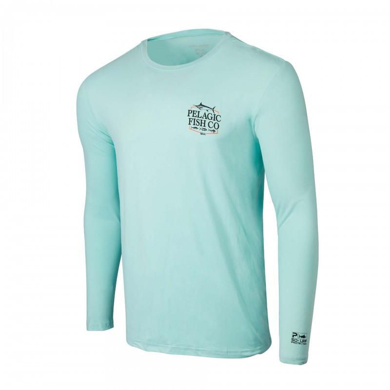 PELAGIC Long-sleeved Round-neck Fishing Suit Sunscreen Ice Silk Feeling Luya Breathable Casual Sports T-shirt S