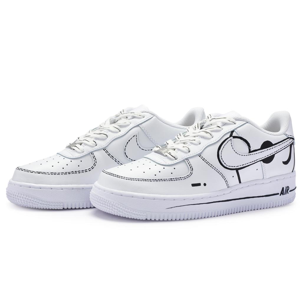 Nike Air Force 1 Low 811 Manufacturing, Love's Melody Low top Skateboard Shoes Men's Black White CW2288-111(Team80-)