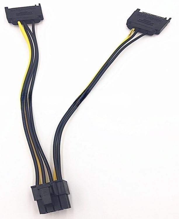 Pomocné napájení grafické karty GPU 2 x SATA samec na duální PCIe samice kabel, 15-pin 8(6+2)-Kolík (1 Kabel)