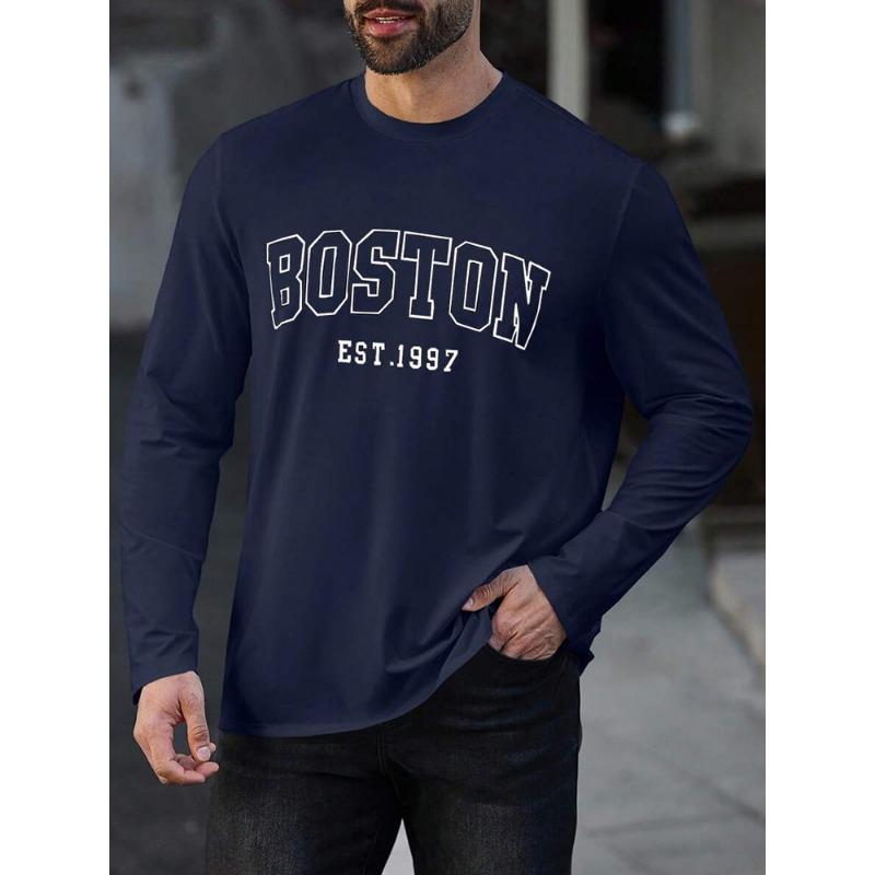 Religious Style Cross Print Men's Long-sleeved T-shirt A Warm Long-sleeved T-shirt For Men Suitable For Autumn And Winter Season
