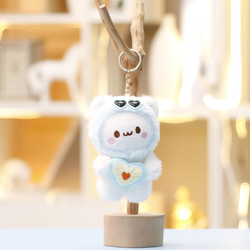 Очки Сердце Шляпа Медведь Плюшевая Кукла Мультяшное Животное Подвеска Из Супер Мягкого Короткого Плюша Для Подростков синий