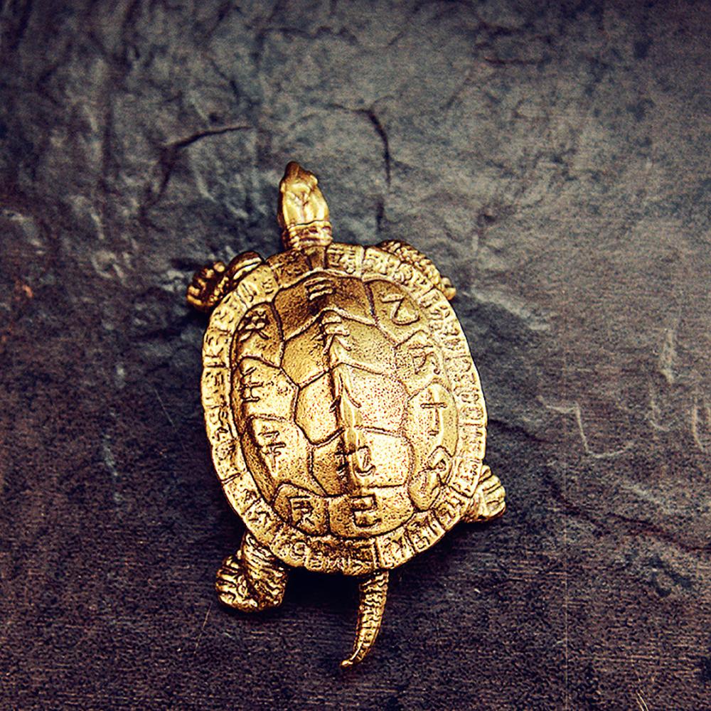 68mm Large Brass Made Turtle Statue Solid Brass Animal Figurine Ornament Longevity Tortoise Display Home Office Fengshui Decor