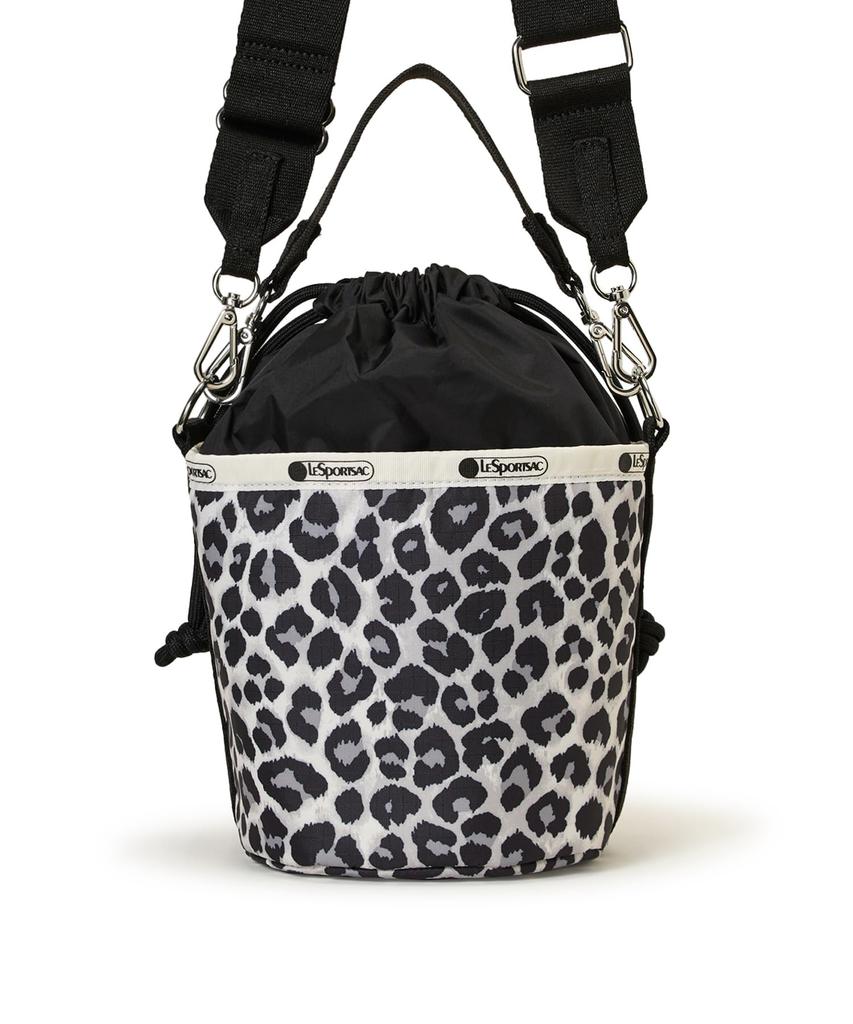 LeSportsac Official SM DRAWSTRING BUCKET Shoulder Neutral Leopard Bag/3040 Women's Print/Black