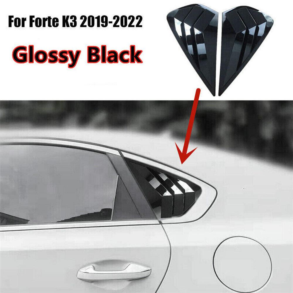 Glossy Black Rear Side Window Louver Scoop Cover Vent For 2019-2022 Kia Forte K3
