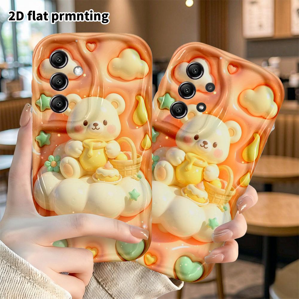 Phone Case: 2D flat, fits Samsung Galaxy A34 A35 M05 M06 S20 S22 S21 FE Plus 5G, peach honey little white bear, perfect Christmas and Halloween holida